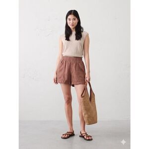 Old Navy High Rise Linen Blend Pull On Shorts Womens 2X Dark Brown Minimalist